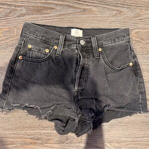 Levi's Black Distressed Cutoff Denim Shorts